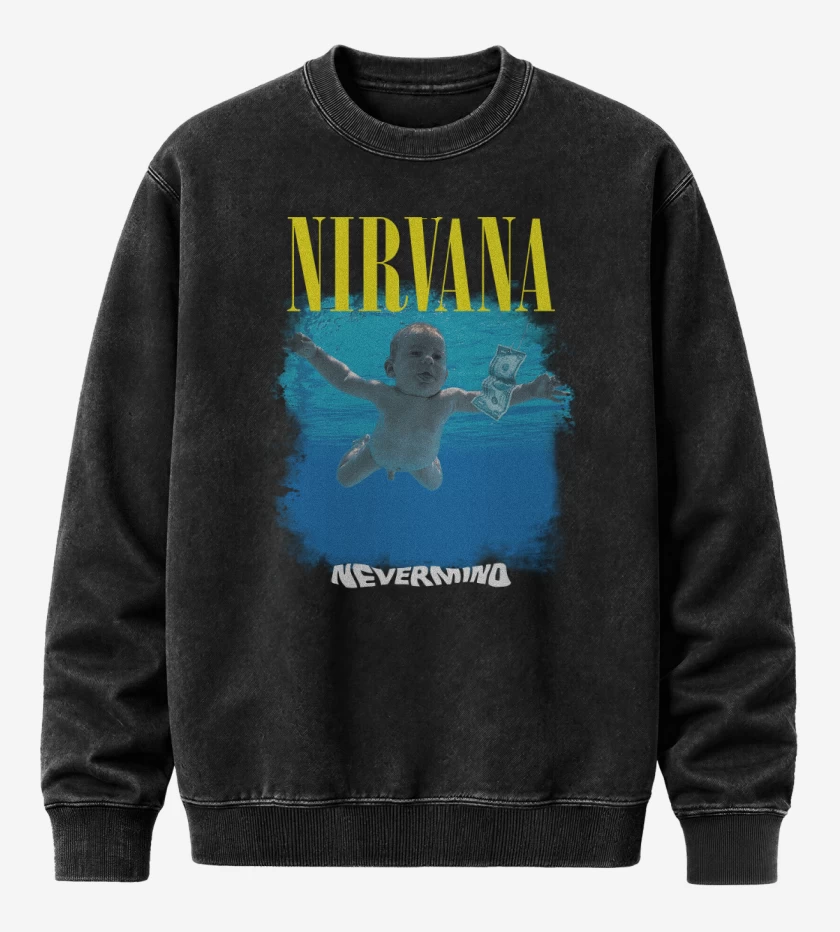 Poleron Polo Acid Wash Negro de Nirvana Nevermind