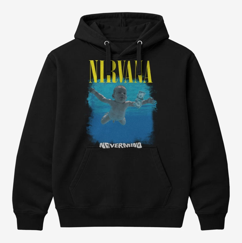 Polerón Canguro Negro de Nirvana Nevermind