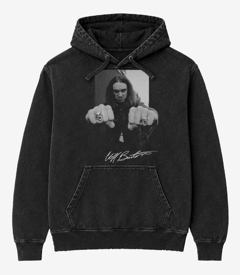Poleron Canguro Acid Wash Negro de Cliff Burton