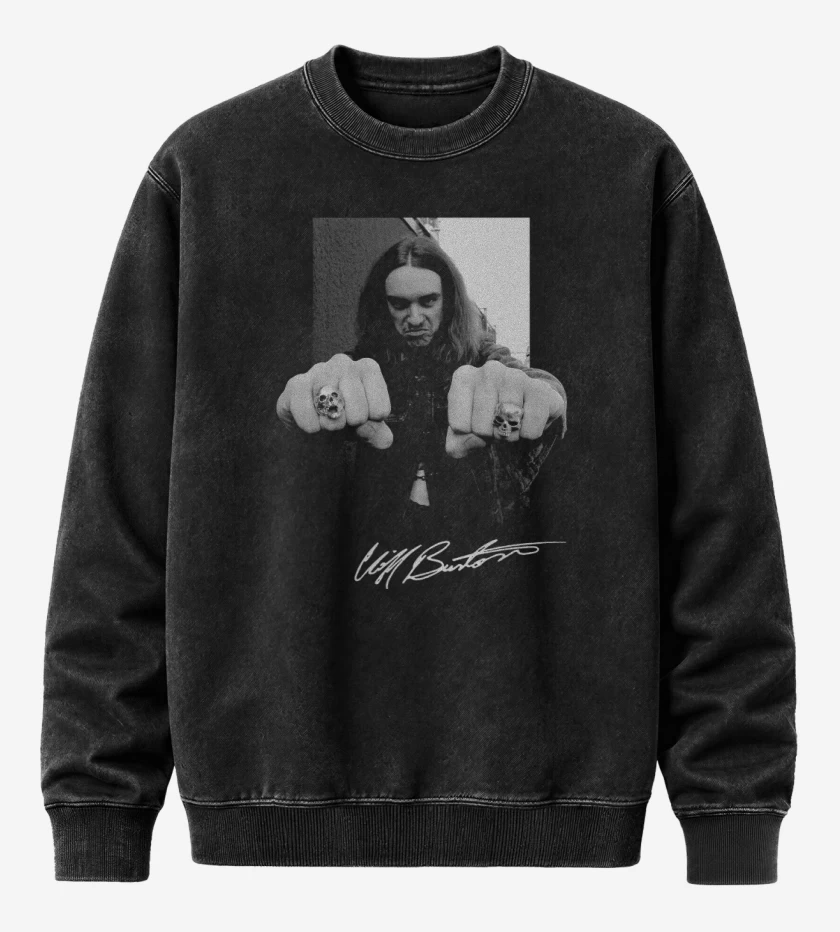 Poleron Polo Acid Wash Negro de Cliff Burton