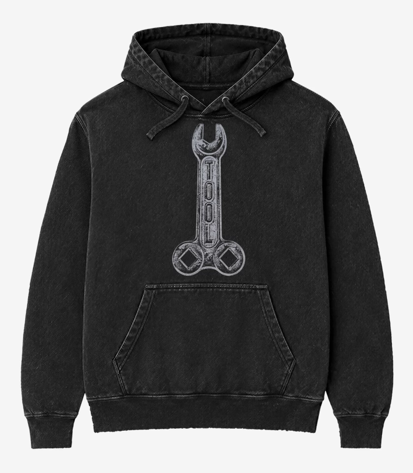 Poleron Canguro Acid Wash Negro de Tool Logo