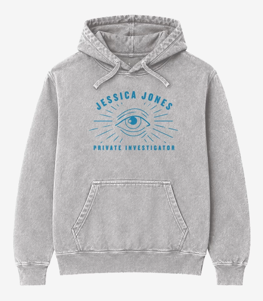 Poleron Canguro Acid Wash Gris Melange de Jessica Jones