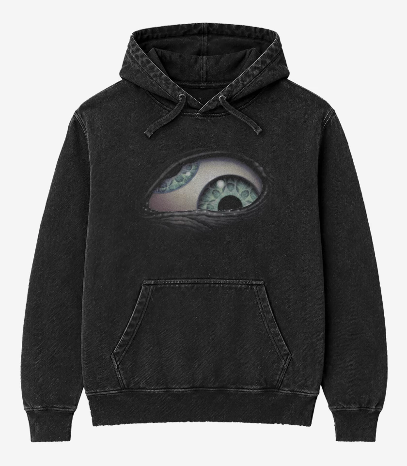 Poleron Canguro Acid Wash Negro de Tool Ojo