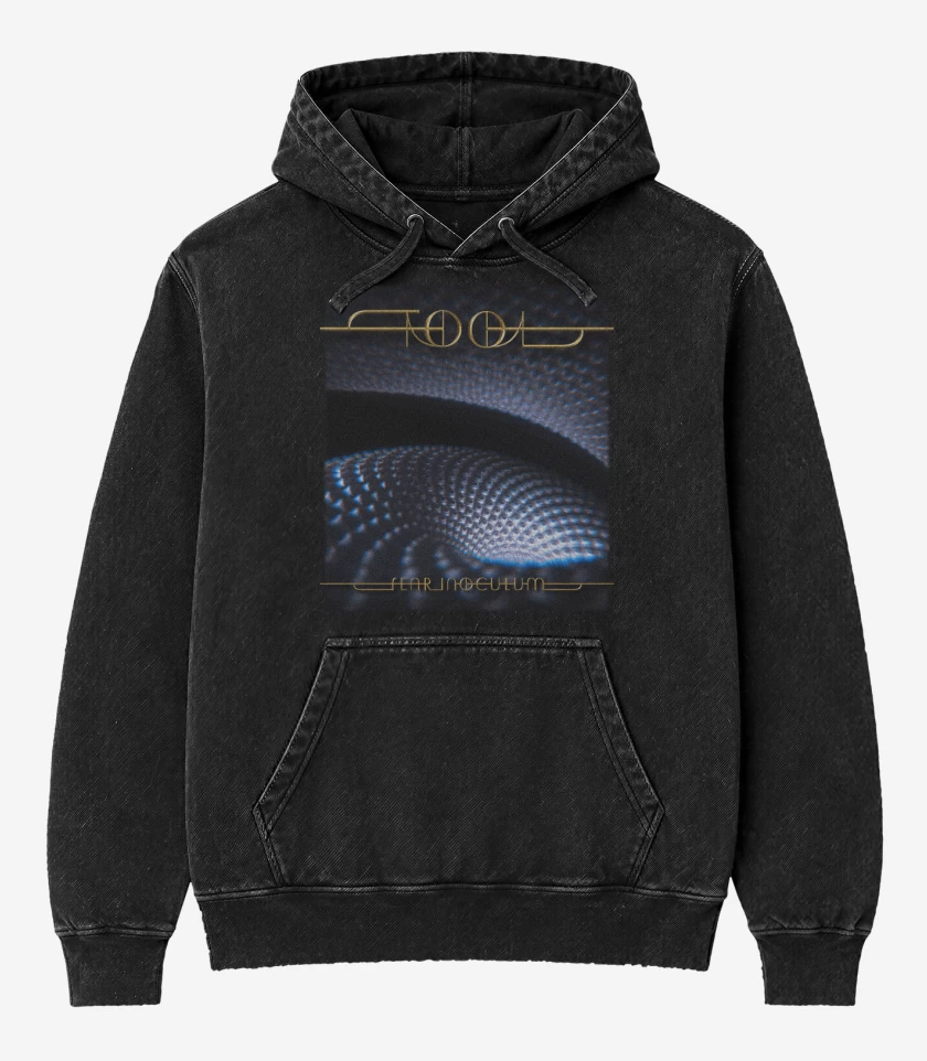 Poleron Canguro Acid Wash Negro de Tool Fear Inoculum Blanco