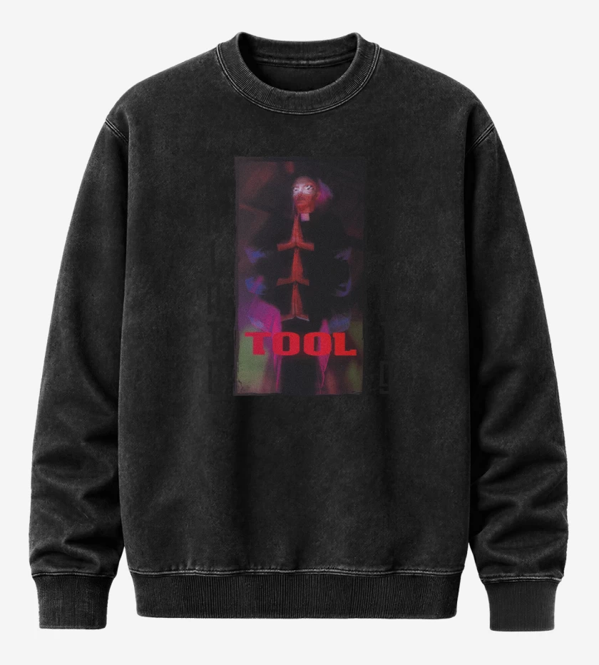 Poleron Polo Acid Wash Negro de Tool Opiate Blanco