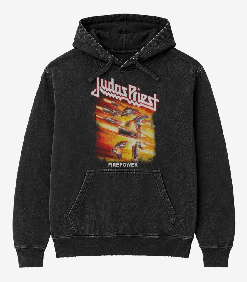 Poleron Canguro Acid Wash Negro de Firepower
