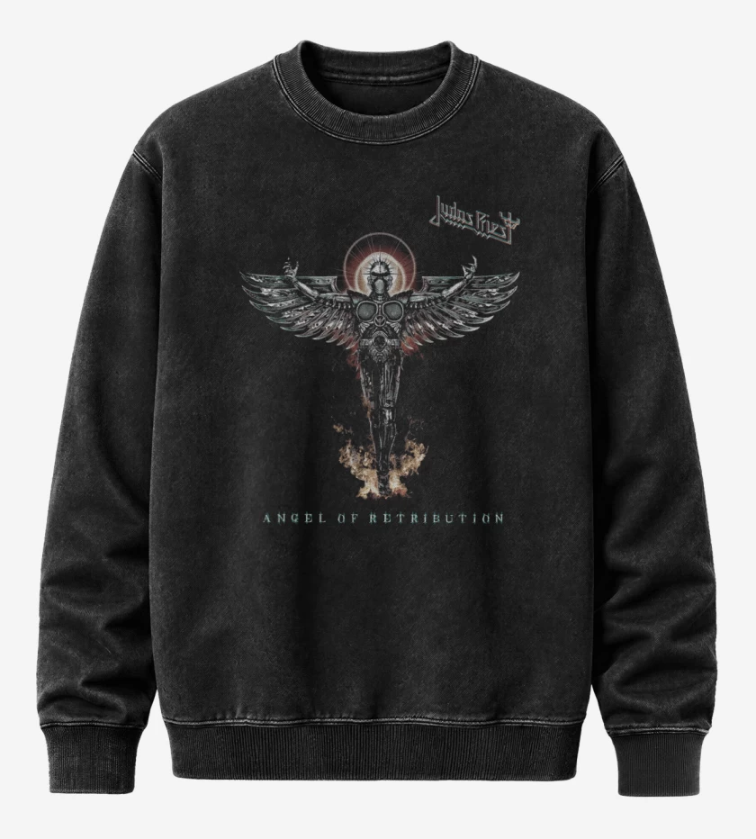 Poleron Polo Acid Wash Negro de Angel of Retribution