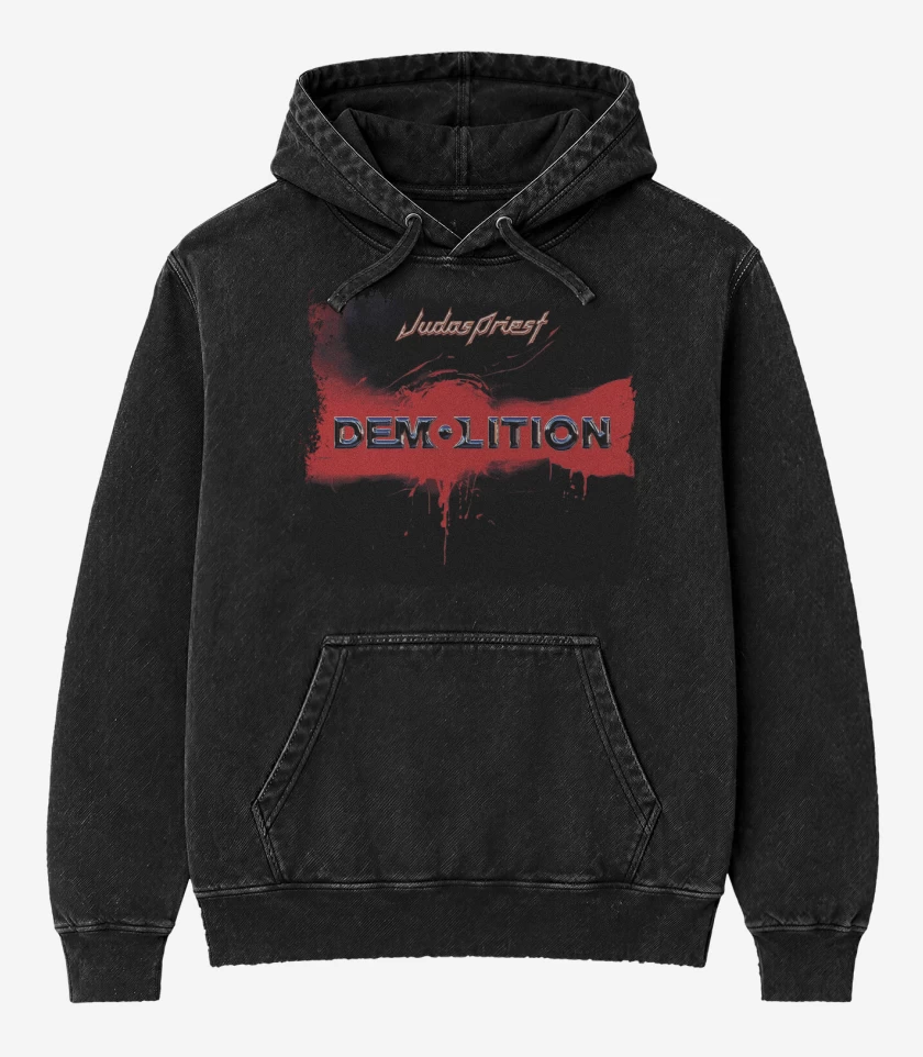 Poleron Canguro Acid Wash Negro de Demolition