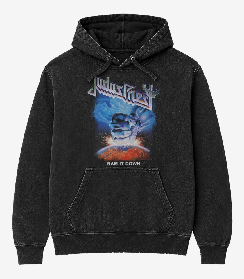 Poleron Canguro Acid Wash Negro de Ram It Down