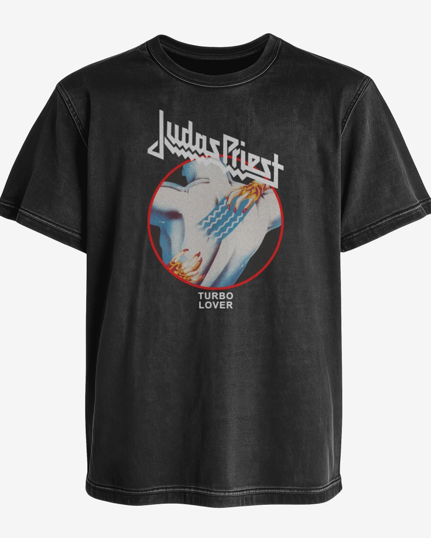 Polera desgastada Negro de Turbo Lover