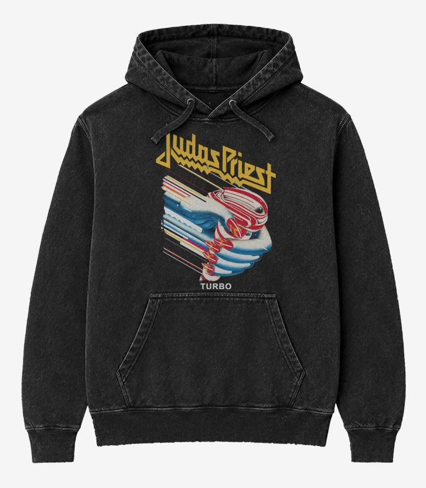 Poleron Canguro Acid Wash Negro de Turbo