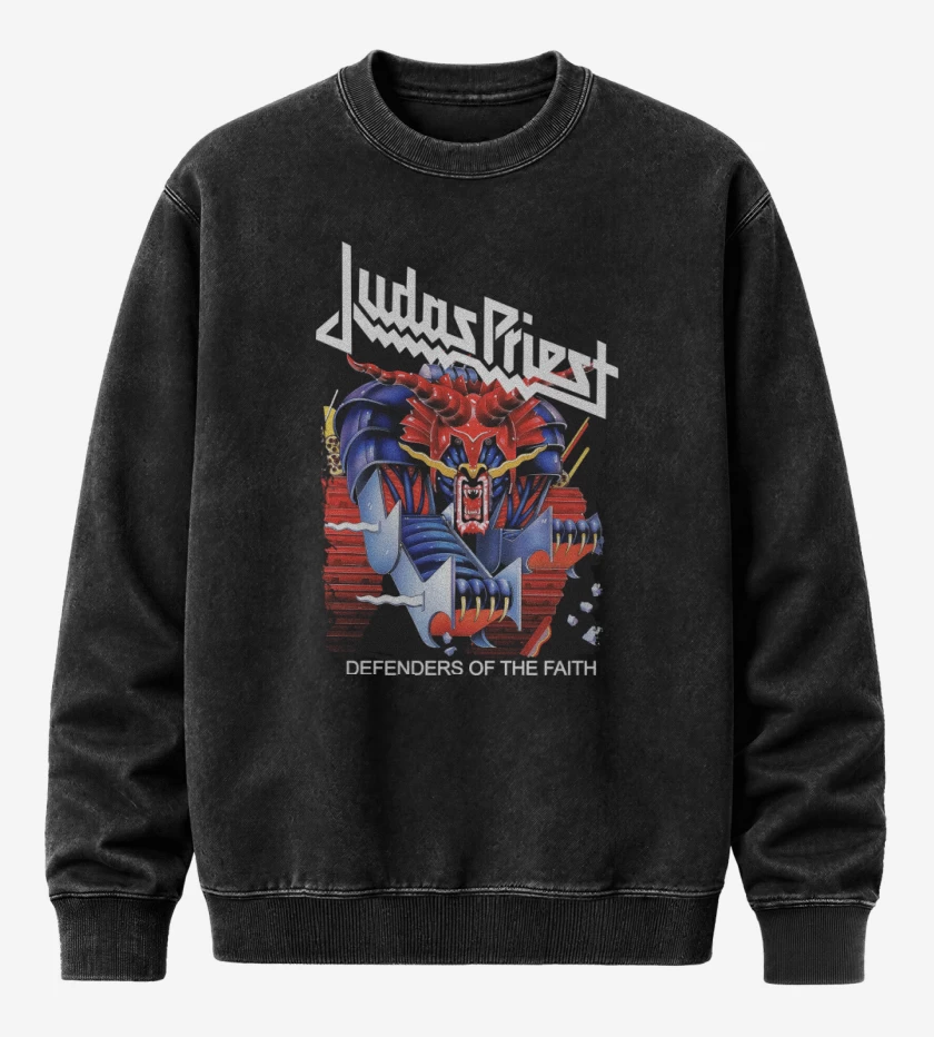 Poleron Polo Acid Wash Negro de Defenders of the Faith