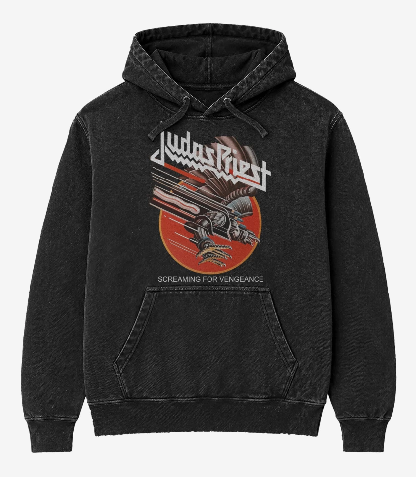 Poleron Canguro Acid Wash Negro de Screaming For Vengeance