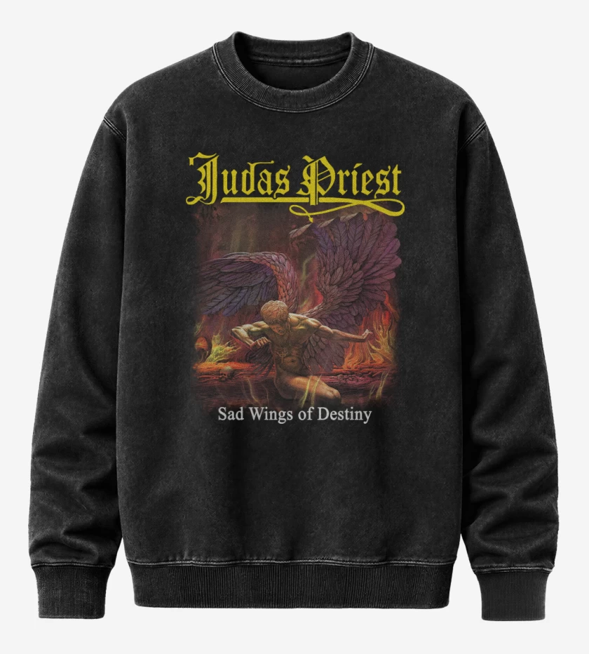Poleron Polo Acid Wash Negro de Sad Wings of Destiny
