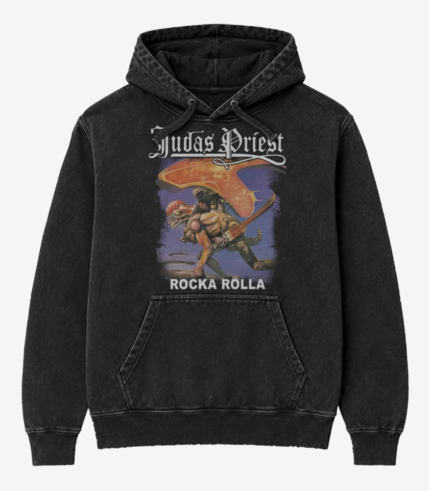 Poleron Canguro Acid Wash Negro de Rocka Rolla 2