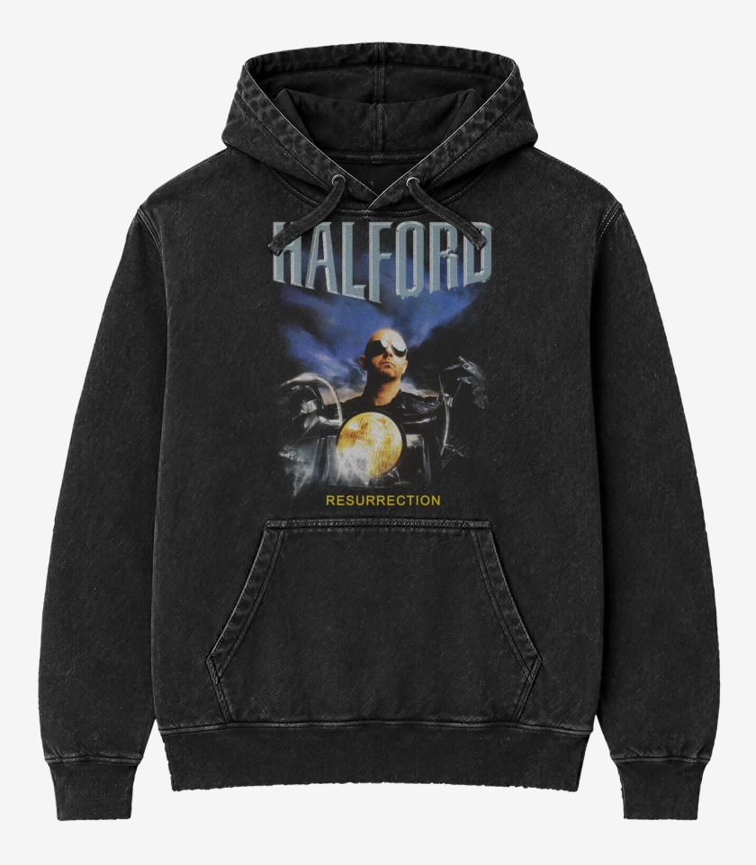 Poleron Canguro Acid Wash Negro de Resurrection