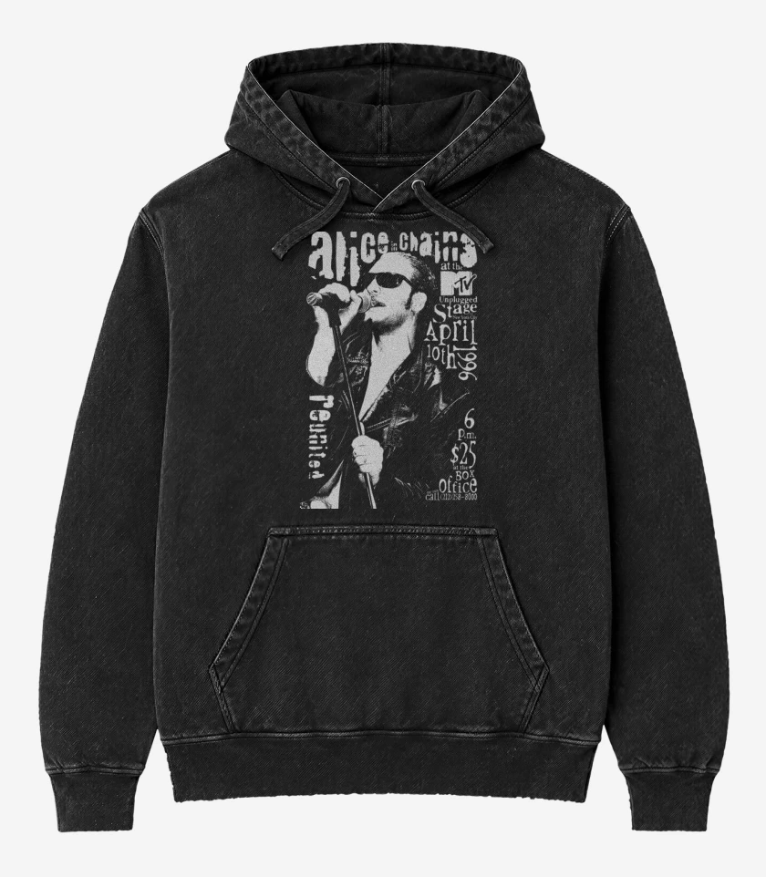 Poleron Canguro Acid Wash Negro de Layne Staley