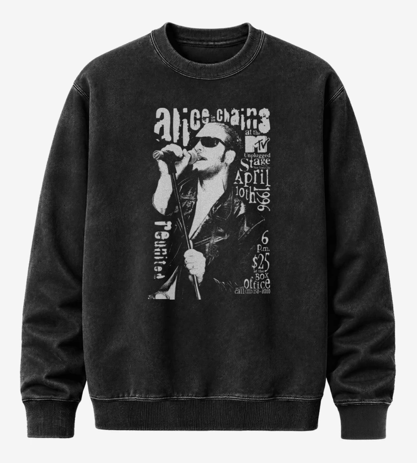 Poleron Polo Acid Wash Negro de Layne Staley
