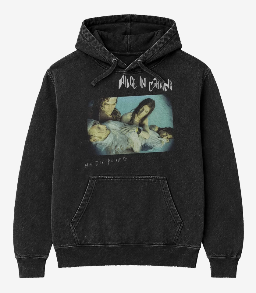 Poleron Canguro Acid Wash Negro de We Die Young