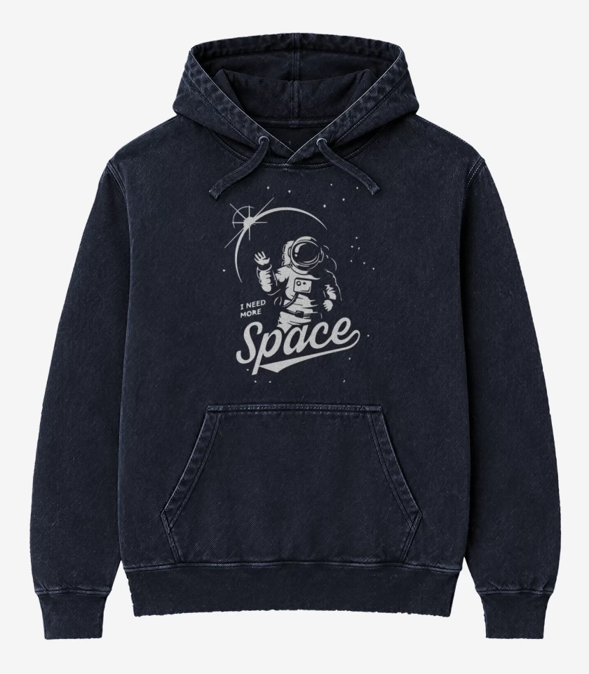 Poleron Canguro Acid Wash Azul Marino de Space