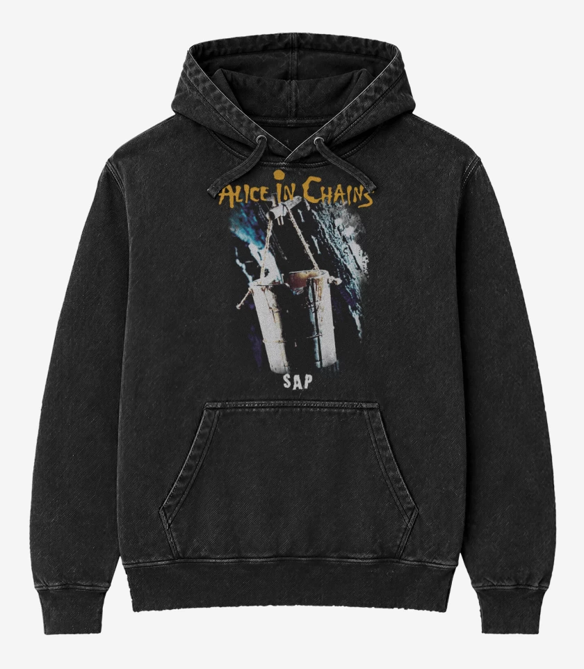Poleron Canguro Acid Wash Negro de SAP