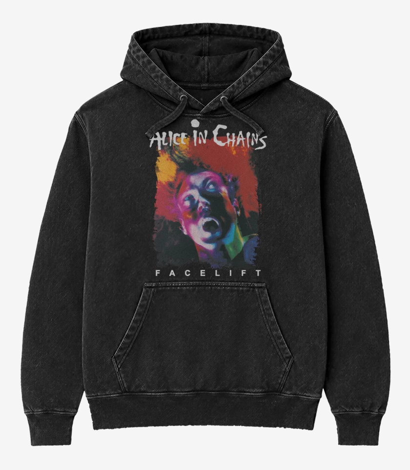Poleron Canguro Acid Wash Negro de Facelift
