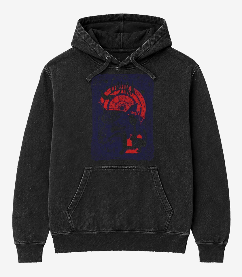 Poleron Canguro Acid Wash Negro de Gojira alice
