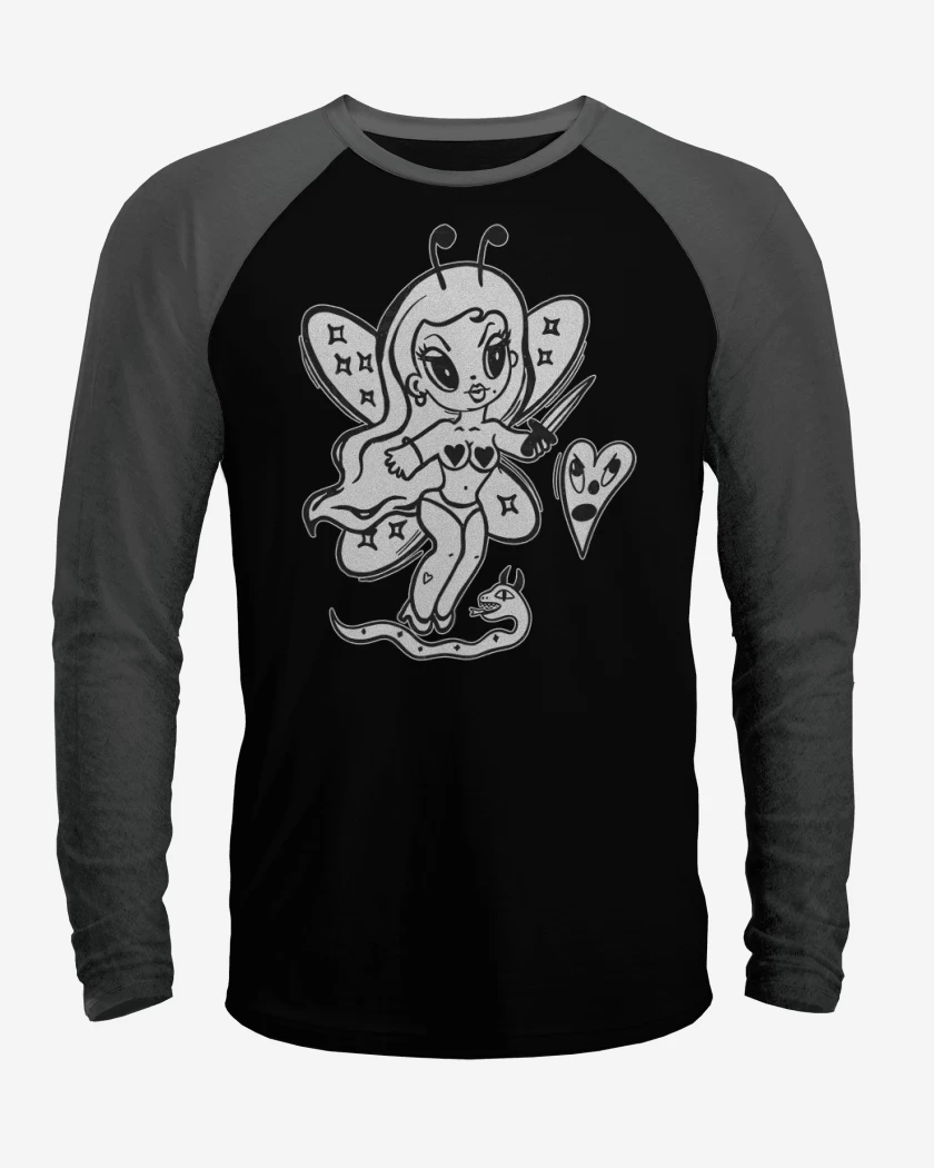 Polera Raglan Negro / Negro Heather de Bichota