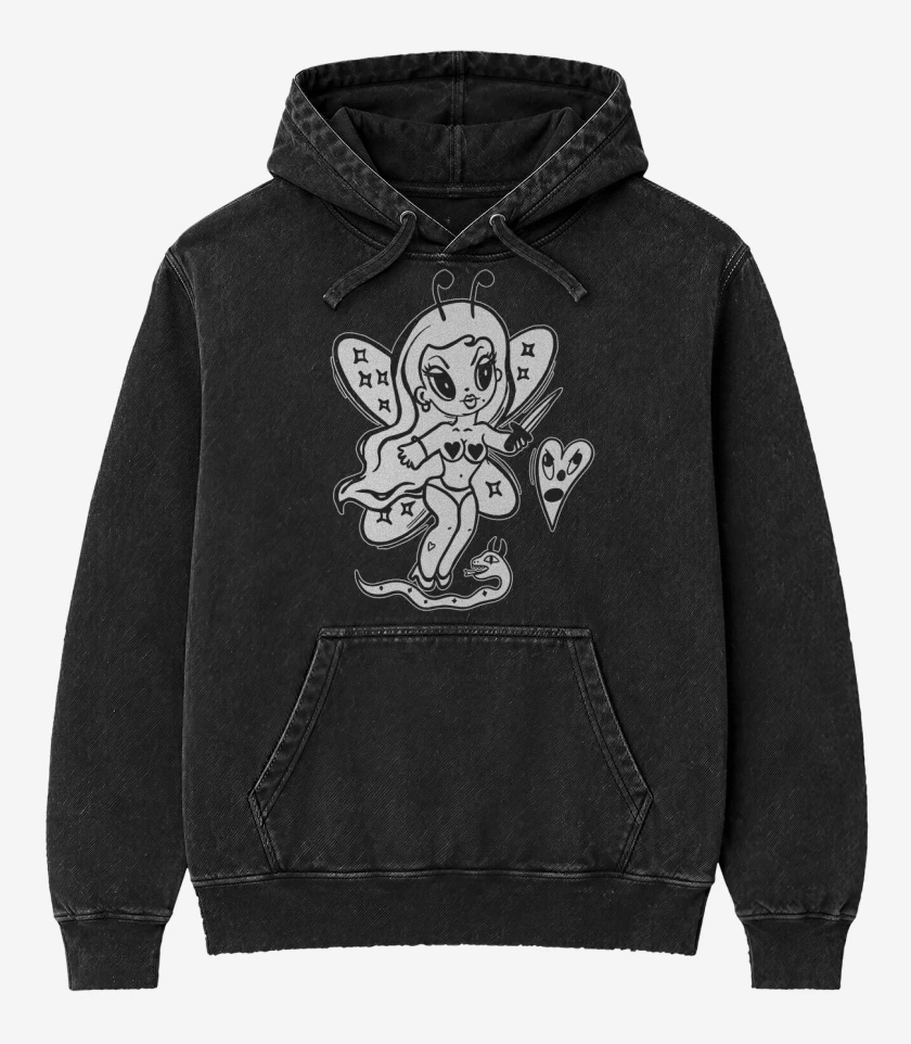 Poleron Canguro Acid Wash Negro de Bichota