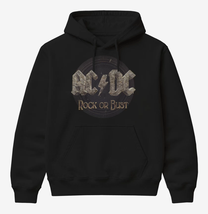 Poleron Canguro básico Negro de Rock or Bust