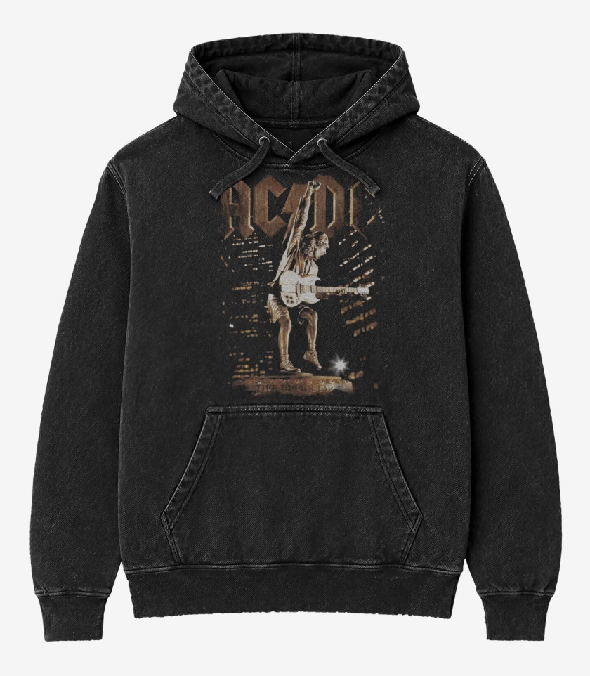 Poleron Canguro Acid Wash Negro de Stiff Upper Lip 