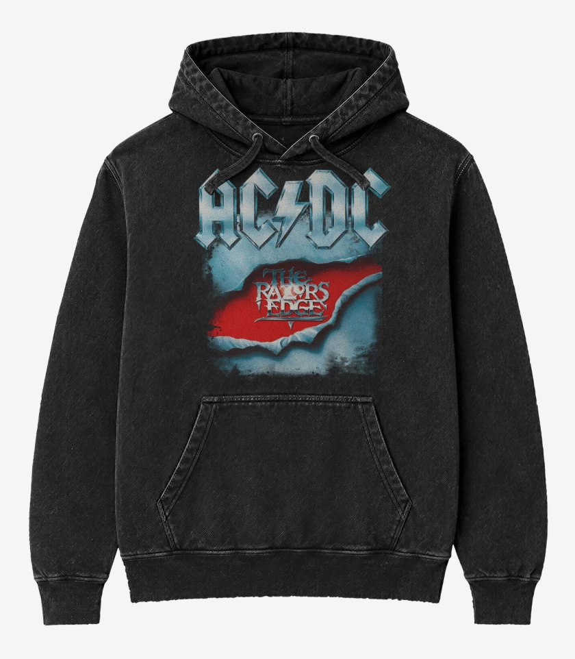 Poleron Canguro Acid Wash Negro de The Razors Edge