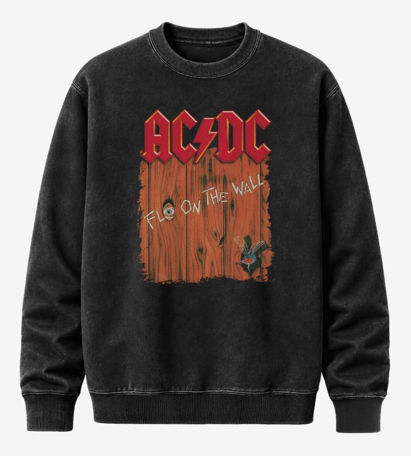 Poleron Polo Acid Wash Negro de Fly on the Wall