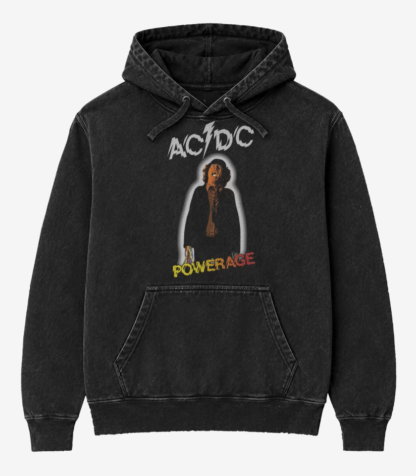 Poleron Canguro Acid Wash Negro de Powerage