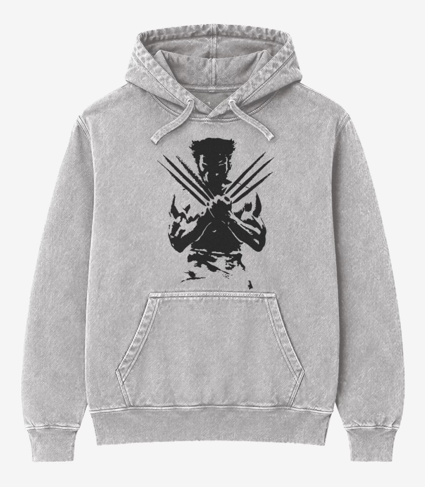 Poleron Canguro Acid Wash Gris Melange de Wolverine 3