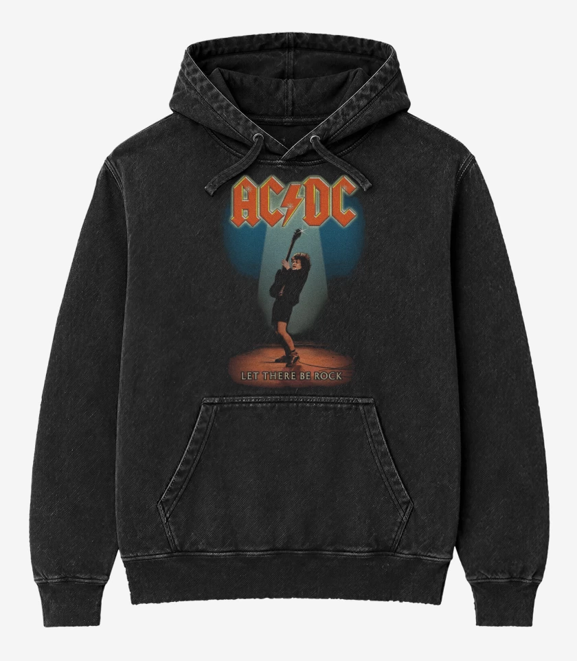 Poleron Canguro Acid Wash Negro de Le There Be Rock