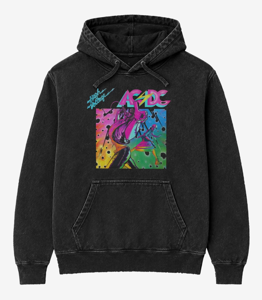 Poleron Canguro Acid Wash Negro de High Voltage II