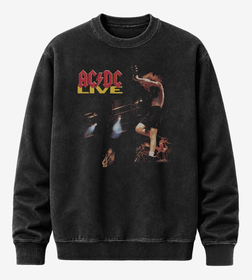Poleron Polo Acid Wash Negro de AC DC LIVE