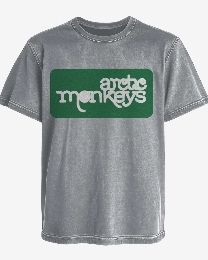 Polera desgastada Gris Melange de Arctics Monkeys - Logo Verde