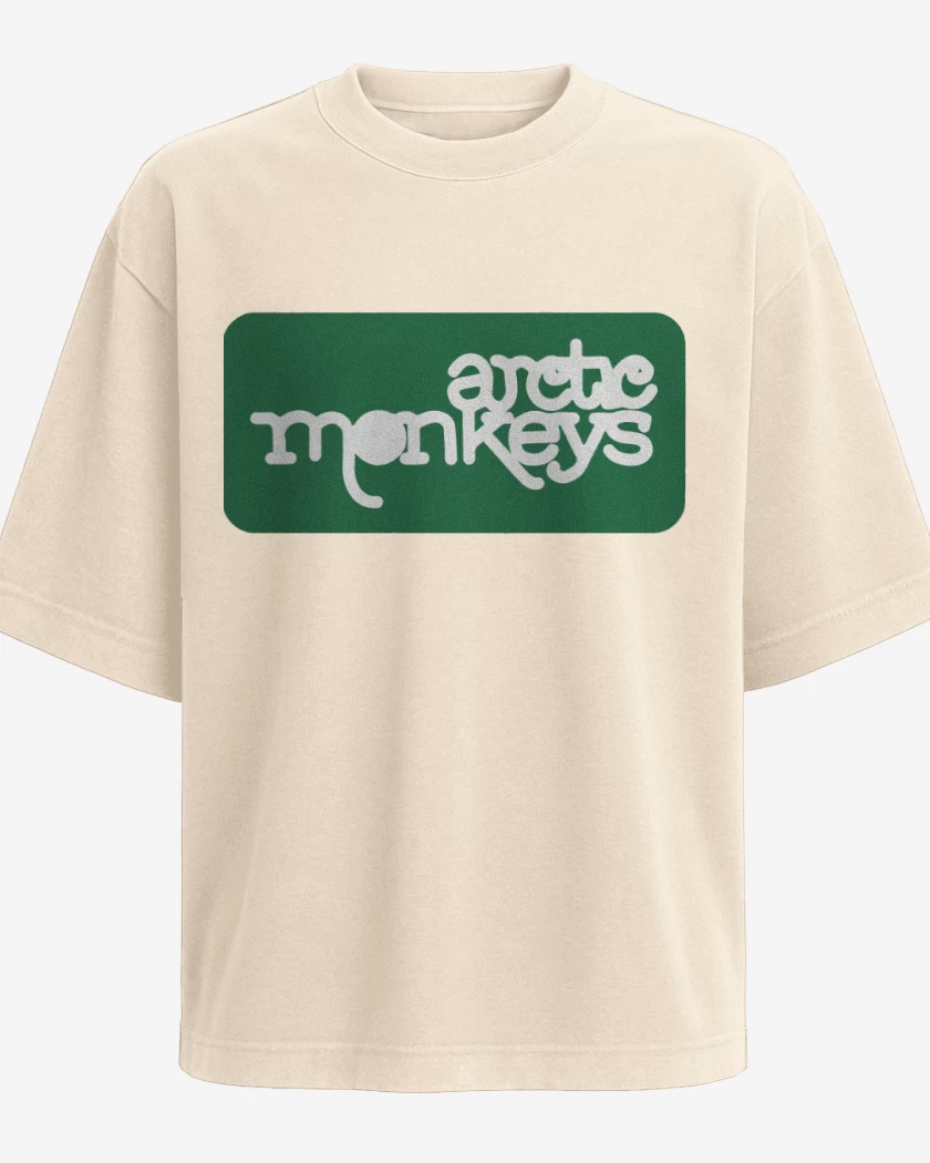 Polera Oversize Beige de Arctics Monkeys - Logo Verde