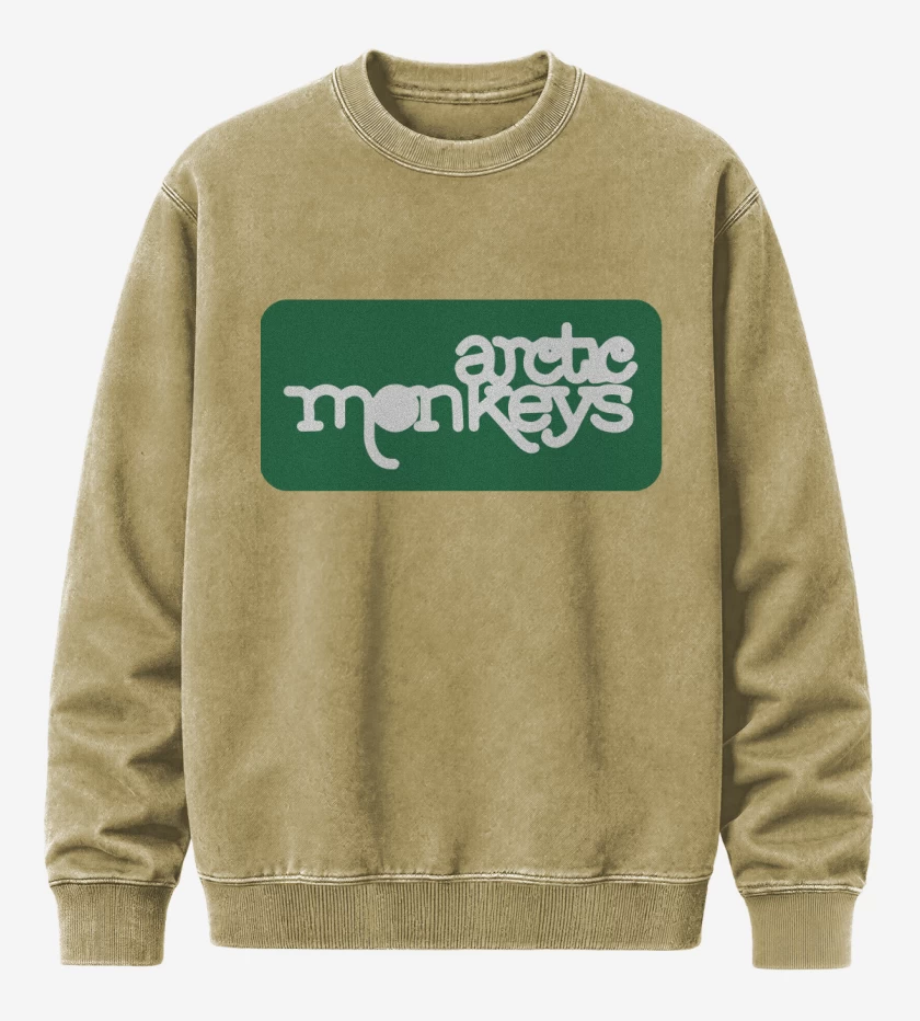 Poleron Polo Acid Wash Beige de Arctics Monkeys - Logo Verde