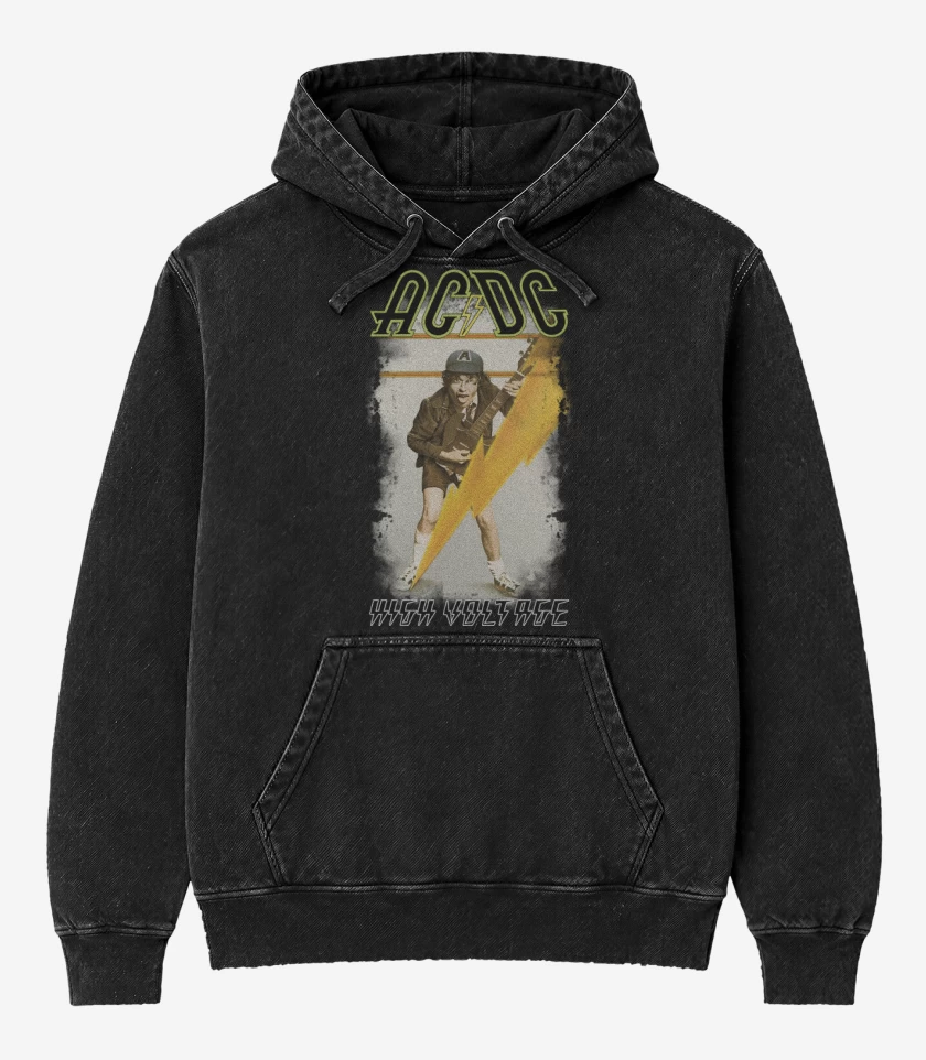 Poleron Canguro Acid Wash Negro de High Voltage