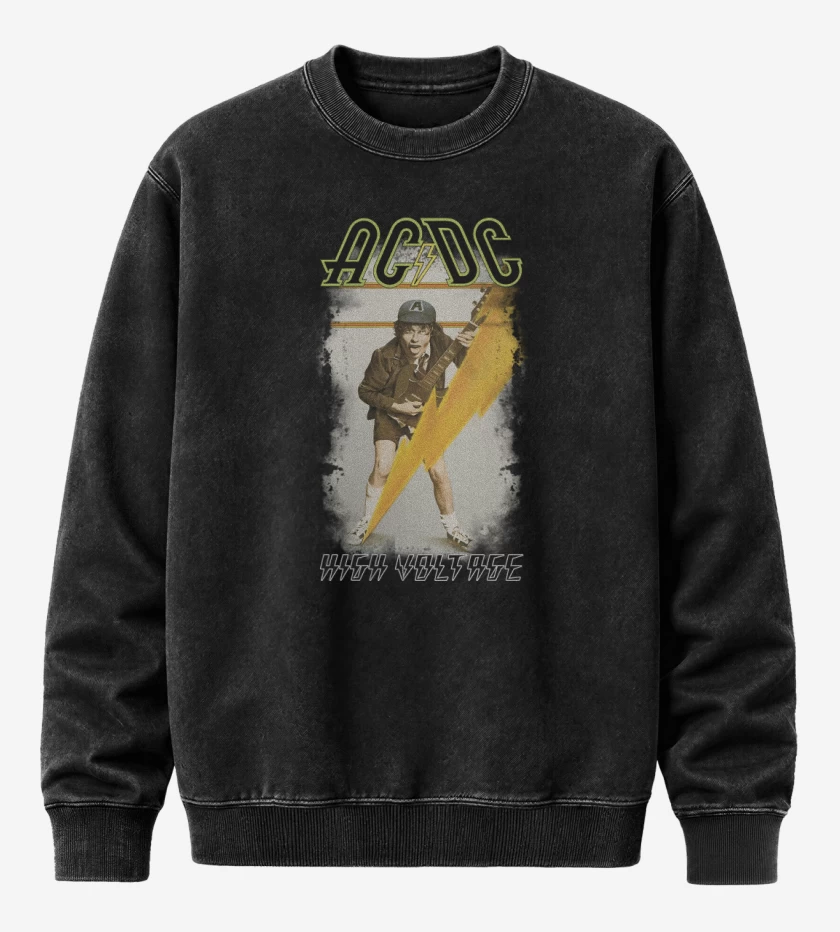 Poleron Polo Acid Wash Negro de High Voltage