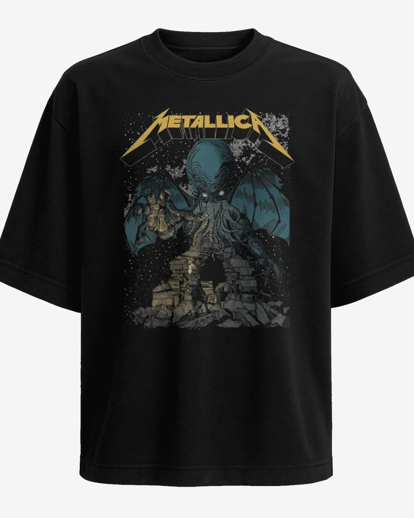 Polera Oversize Negro de Metallica Cthulhu