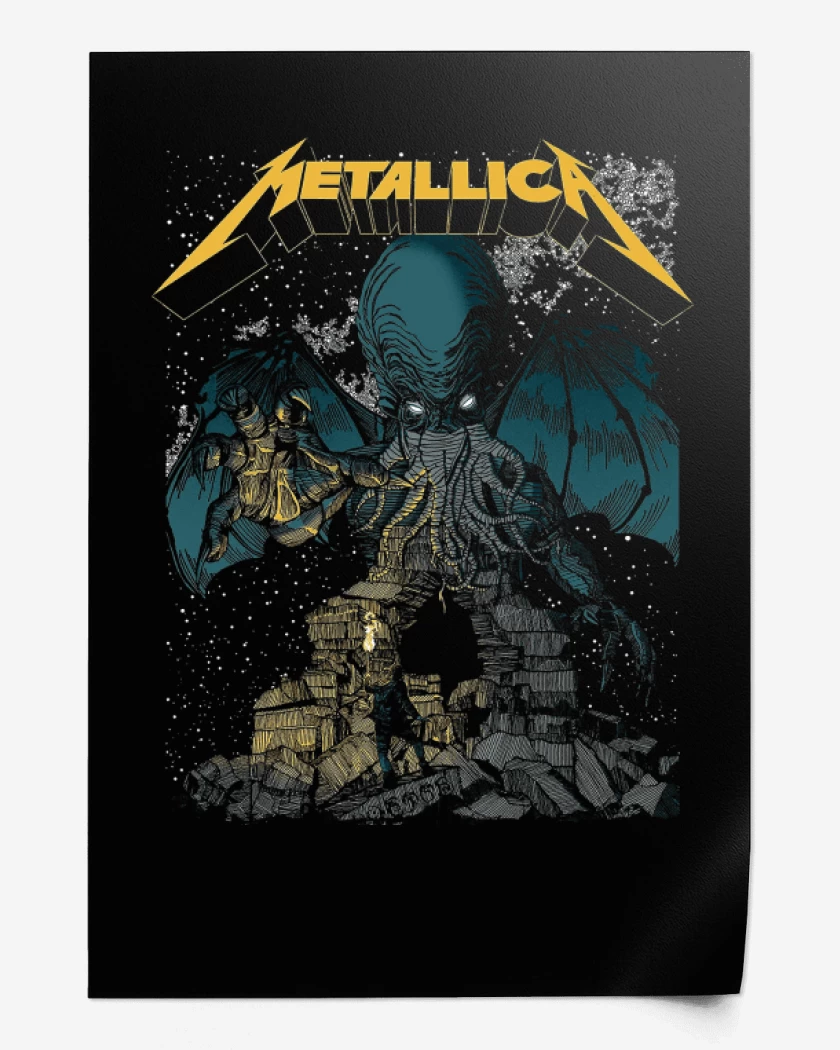 Print Negro de Metallica Cthulhu