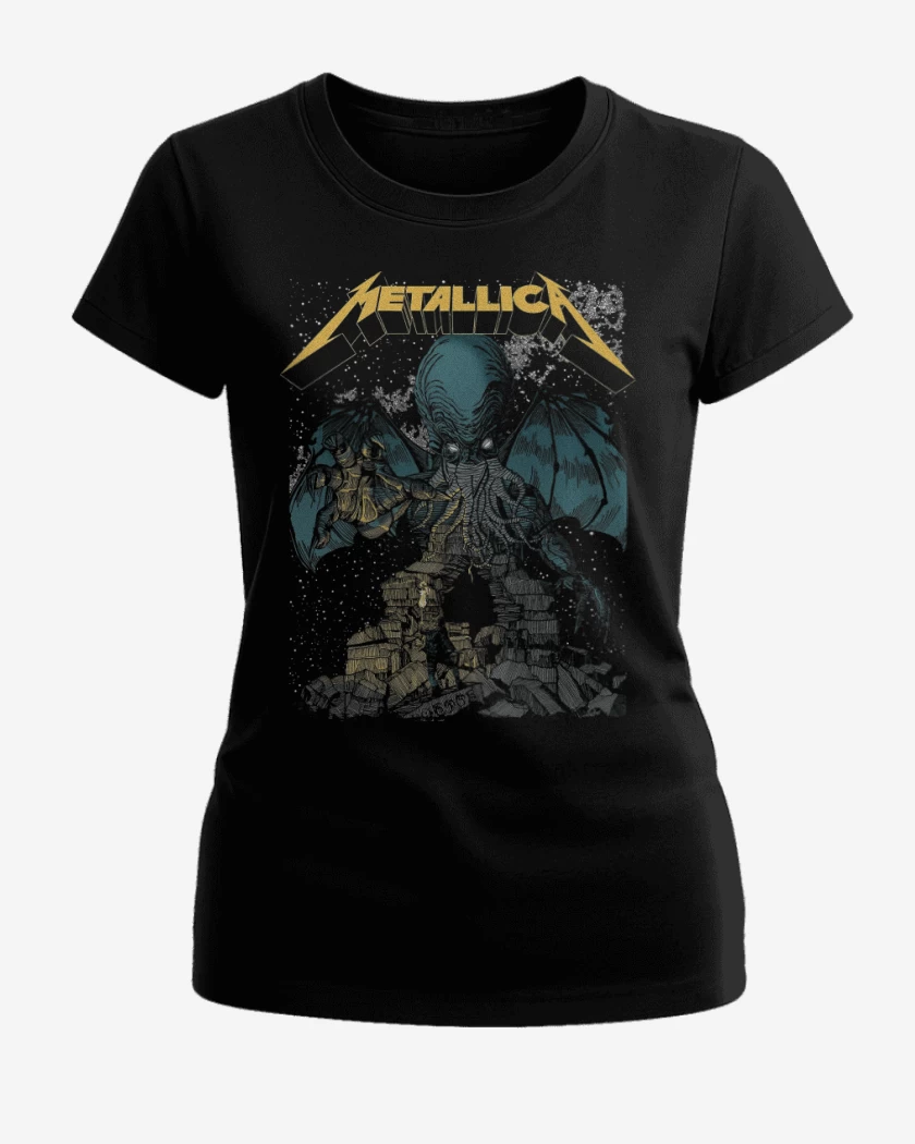 Polera de Mujer Negro de Metallica Cthulhu