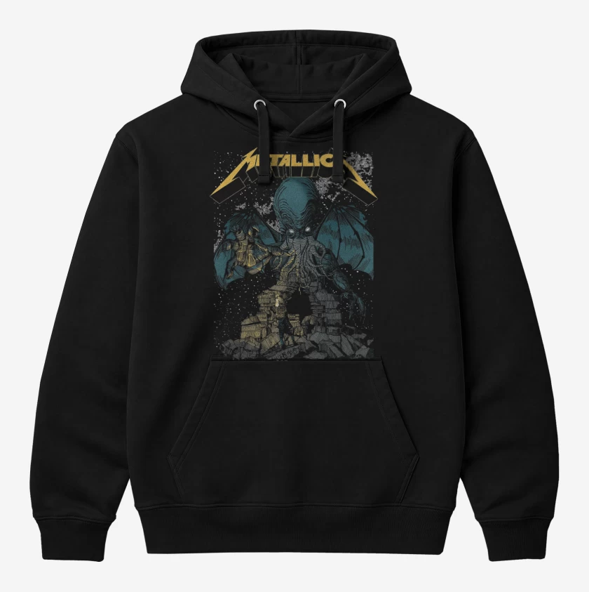 Polerón Canguro Negro de Metallica Cthulhu