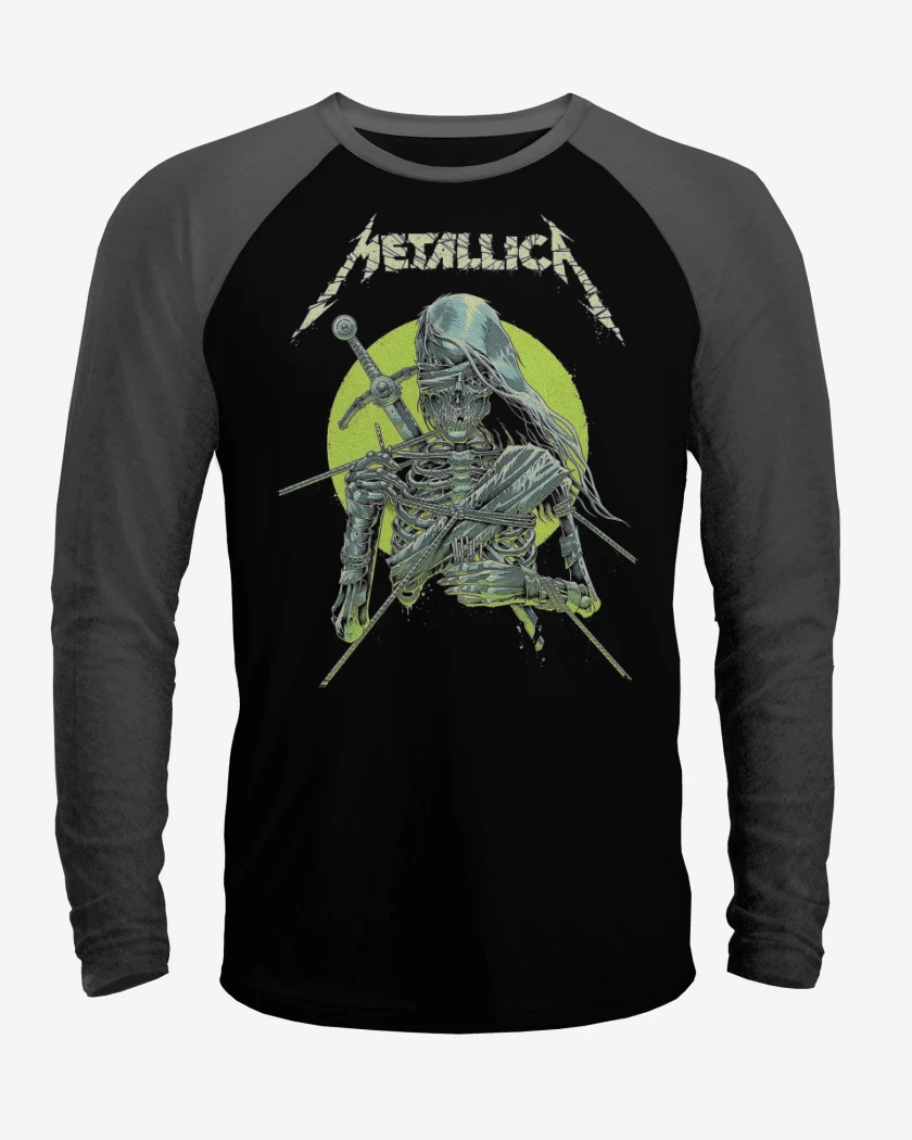 Polera Raglan Negro / Negro Heather de Metallica Knight