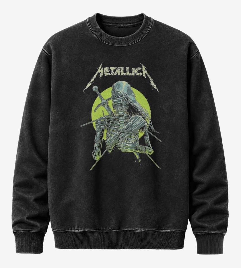 Poleron Polo Acid Wash Negro de Metallica Knight