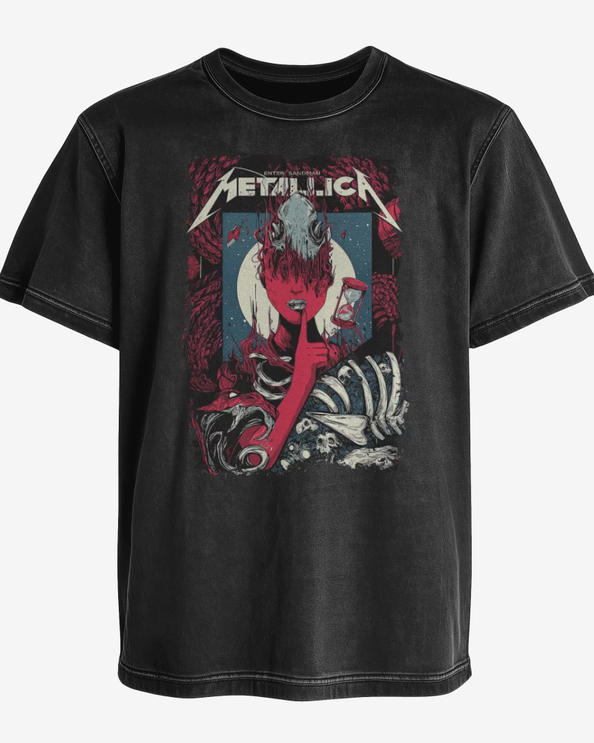 Polera desgastada Negro de Enter Sandman
